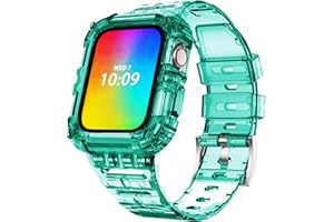 ABELTA Compatible with Clear Apple Watch Band 38mm 40mm 41mm 42mm 44mm 45mm with Protective Case,Shockproof Strap for iwatch Bands Series 8 7 6 5 4 3 2 1