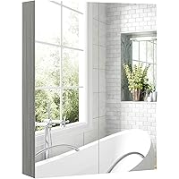 HOMCOM Wall Mount Medicine Cabinet with Mirror, Bathroom Mirror Cabinet Storage Organizer with Adjustable Shelf, Double Door 
