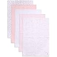 Burts Bees Baby Infant Burp Cloths, 100% Organic Cotton Extra Absorbent Soft Fabric Drool Cloths, 5-Pack Newborn Must-Have Essential Large Burping Cloths, One Size 17 x 11.75 Inches