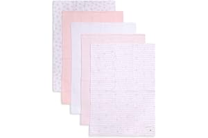 BURT'S BEES BABY Burts Bees Baby Infant Burp Cloths, 100% Organic Cotton Extra Absorbent Soft Fabric Drool Cloths, 5-Pack Newborn Must-Have Essential Large Burping Cloths, One Size 17 x 11.75 Inches