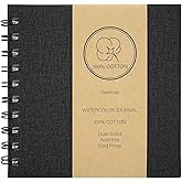 Vienrose Watercolor Book, 5.5"x5.5" Watercolor Journal with 22 Sheets 140 LB (300 GSM) Cotton Watercolor Paper, Black Leather