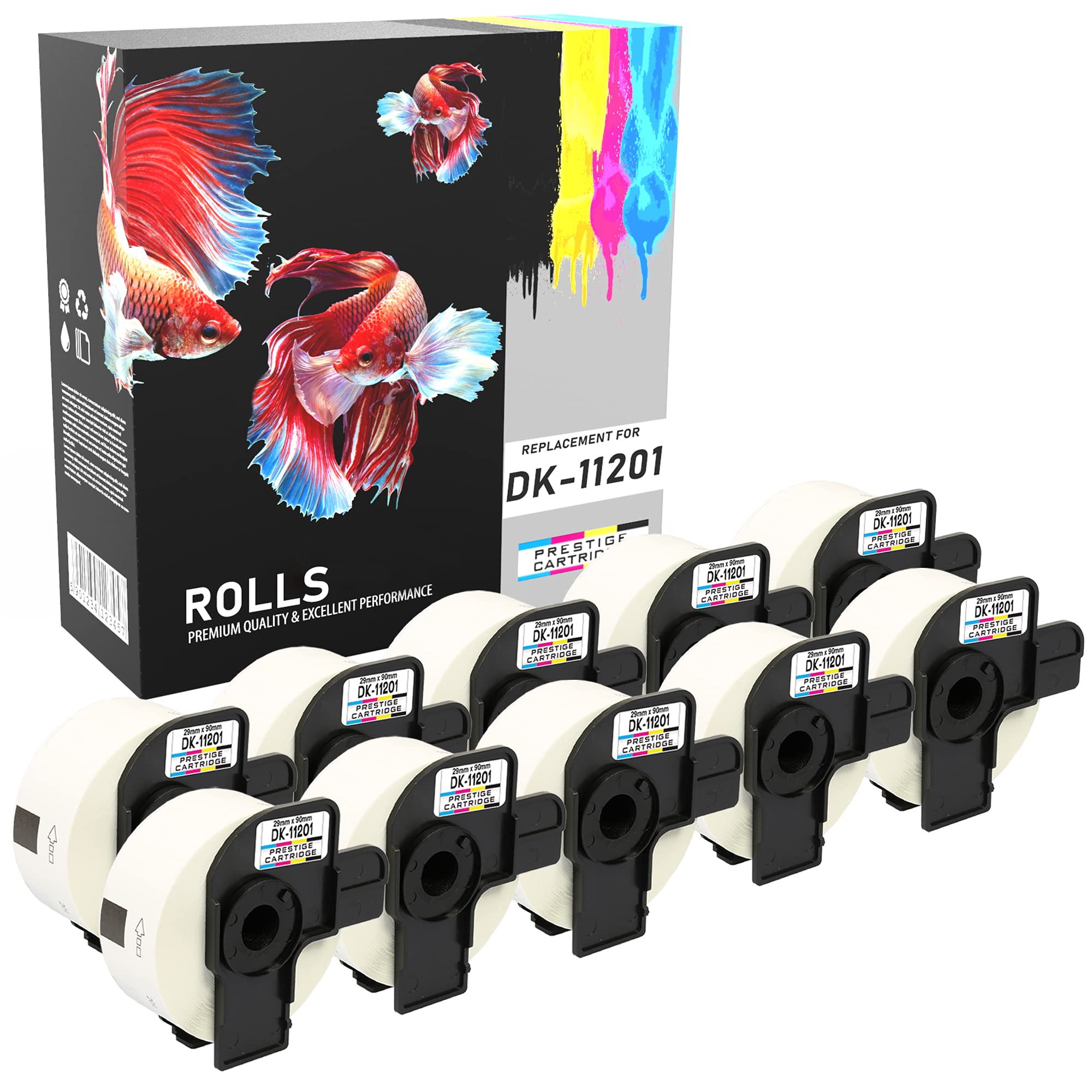 Prestige Cartridge DK11201 29 mm x 90 mm Address Labels Roll for Brother P Touch QL-500/QL-550/QL-560/QL-1050 (Pack of 10)