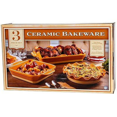 Buy 3-Piece Ceramic Bakeware Set in Yellow at Ubuy Zambia