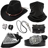FEYIR Cowboy Outfit for Men Western Cowboy Costume Accessories Set for Halloween Cosplay