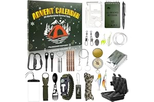 Survival Kit Advent Calendar-24 Days Christmas Countdown Calendar, Survival Gears Gift with Outdoor Tools for man, Camping Fi