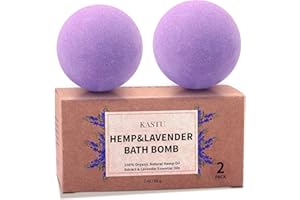kastu Bath Bombs,2 Pack Fizzy Spa Gift Natural Hemp Oil Extract and Lavender Essential Oils Bath for Moisturizing Dry Skin,Relaxing,Bubble Bath for Gifts Idea for Men Women