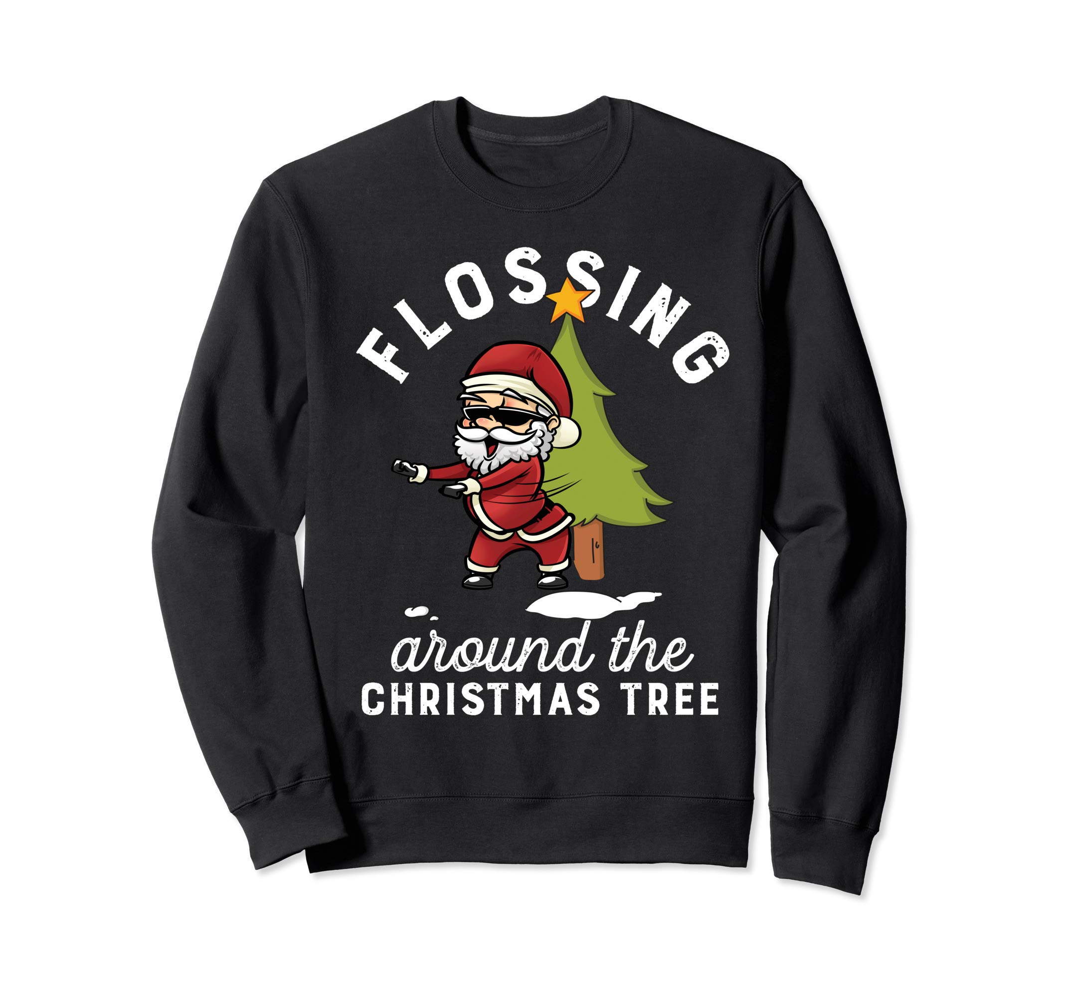 Santa Floss Santa Claus Flossing Around The Christmas Tree Sweatshirt