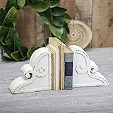 Silvercloud Trading Co. Corbels Bookends or Brackets Set of 2!! Fluted Curly Cue (Two corbels) Rustic Distressed Creamy White Architectural Display