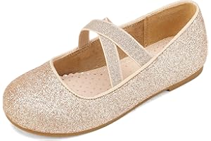 Walofou Flower Girls Wedding Party Princess Shoes Flats for Kid Toddler