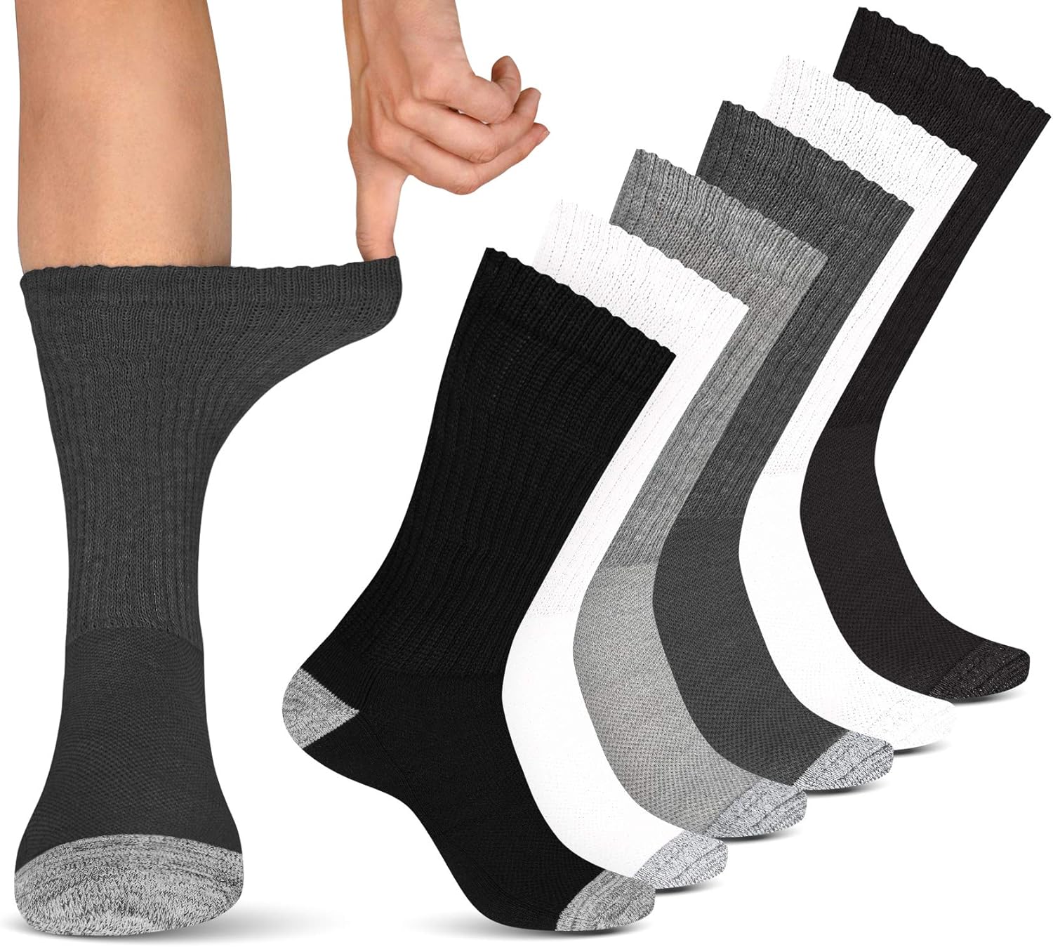 Diabetic Socks Women & Men | Wide Non Binding Edema, Neuropathy Socks (6-pairs): Clothing