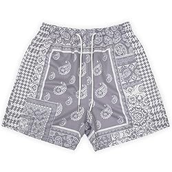 DIOTSR Mens Mesh Paisley Shorts, Casual Retro