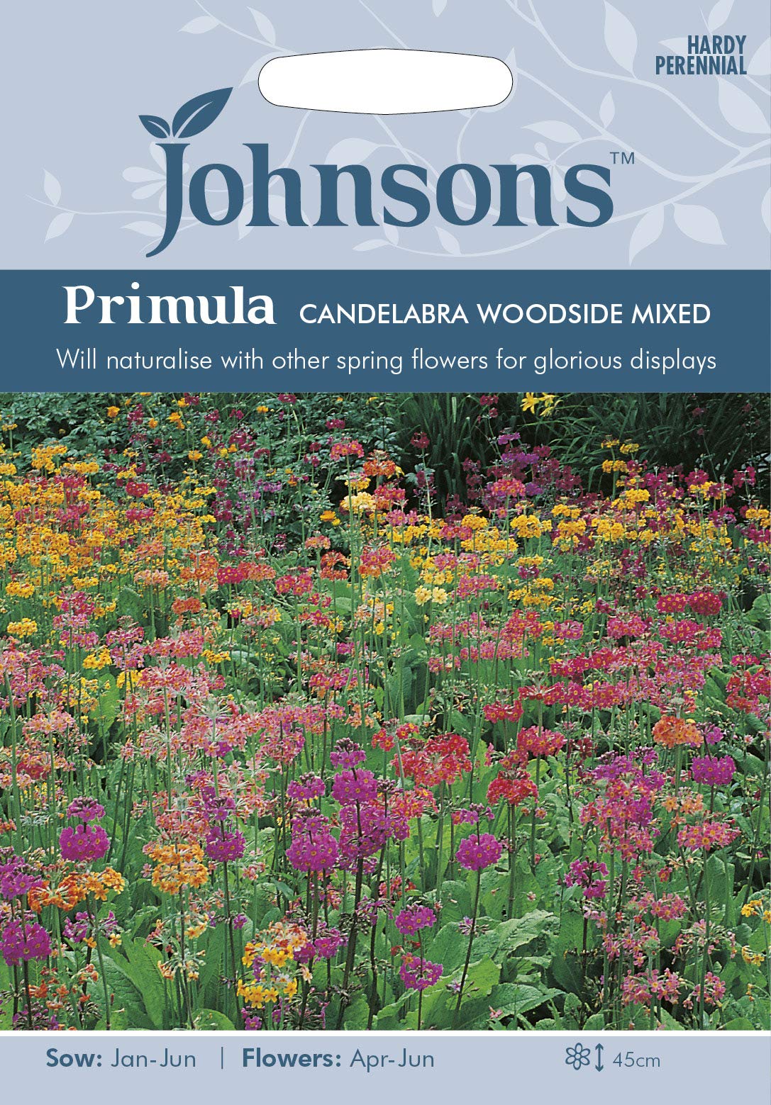 Johnsons 11388 Flower Seeds, Primula Candelabra Woodside Mixed