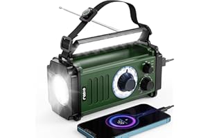 RYCHI 10000mAh Emergency Radio, Solar Radio, Hand Crank Radio, NOAA AM FM Weather Radio, 4 Charging Methods, Polymer Battery, Flashlight & Reading Lamp, SOS Alarm, Phone Charger for Emergency