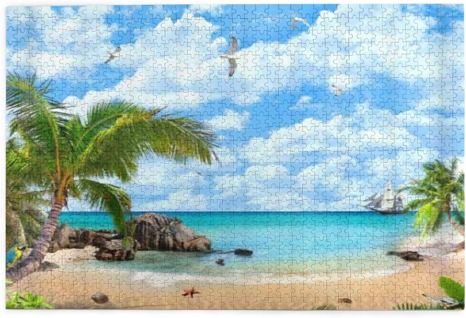 Yhouqukhdeueh Jigsaw Puzzles 1000 Pieces,Beach Nautical Ocean Coastal