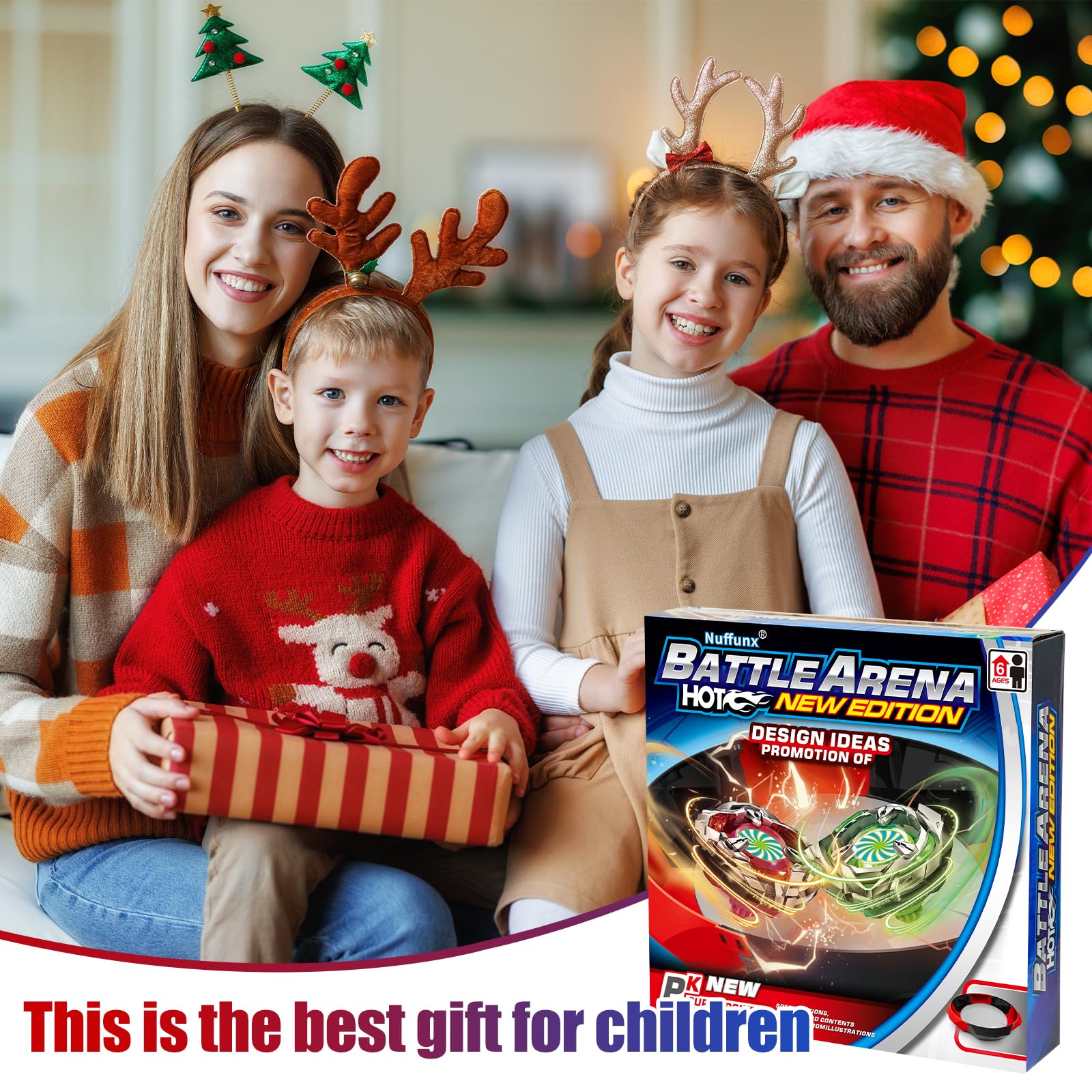 Bay Blade 17.8 Inch Large Stadium with 6 Burst Spinning Tops Launcher Set for Kids Ages 6+,Christmas and Birthday Gifts for Kids