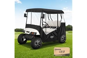 10L0L Universal Golf Cart Enclosure Compatible with EZGO and Club Car Models, 2-Passenger Golf Cart Waterproof 420D Material Windproof Transparent on 2 Sides