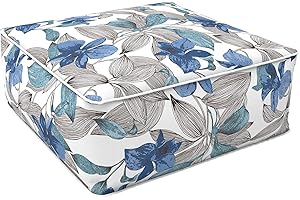 LVTXIII Outdoor/Indoor Inflatable Stool Ottoman, All Weather Patio Square Footrest Pouf, Portable Ottoman for Patio Garden, Camping or Home Decoration, D23xH9 Inches, Clemens Noir Blue