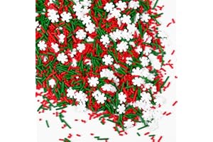 COBAKEY Christmas Sprinkles for Cake Decorating 4.2 Ounce Snowflakes Red and Green Jimmies Sprinkles Mix for Cupcake Topper, Ice Cream, Candy, Cookie, Food Decorative Christmas Dessert