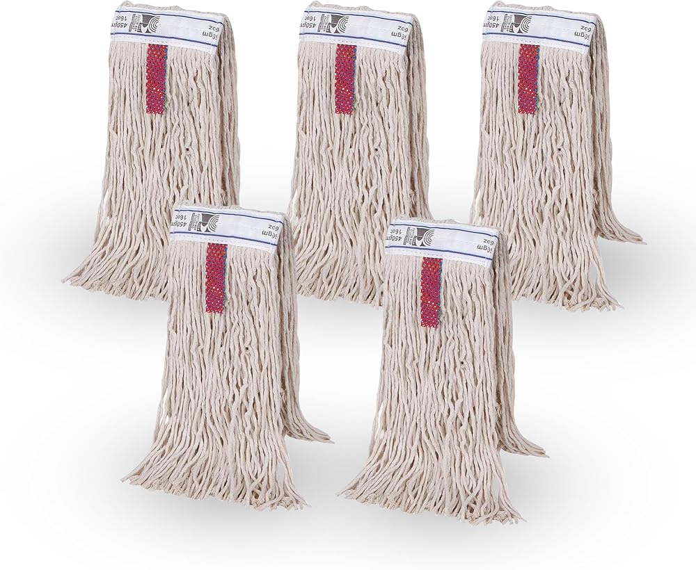 Abbey Kentucky Mop Heads Pack of 5 16oz Thick Cotton Yarn Replacement for Hard