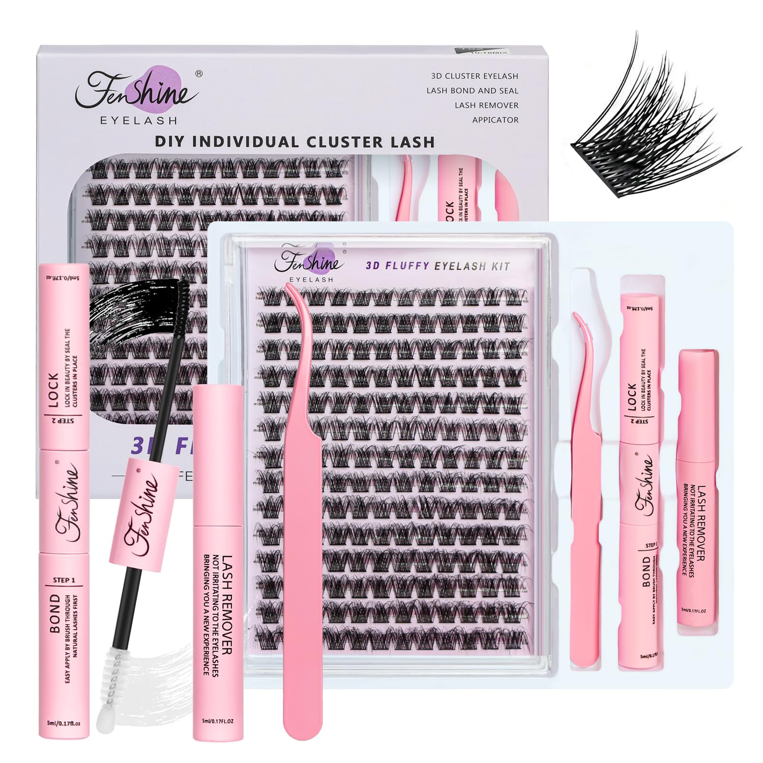 Fenshine Cluster LashesIndividual Lashes Wide Stem C/D Curl 9-15mm Length DIY Eyelash Extension Individual Soft False Lashes for Personal Use at Home (MIX 9-15mm, T02)
