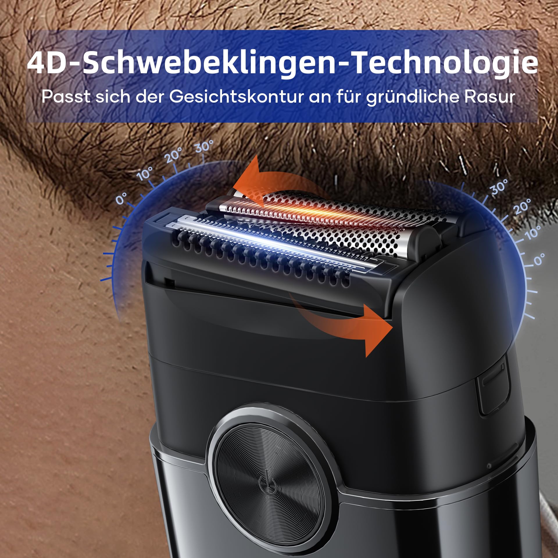 Elektrorasierer Herren, kensen Mini Foil Shaver Mit 4 Flexiblem Scherkopf Rasierapparat Usb-C Elektrischer Rasierer Wasserdicht Folienrasierer 120Min Trockenrasierer Tragbar für Bart Gesicht Reise 4