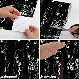 vgoltd Marble Effect Self Adhesive Vinyl - 30x100cm Black Peel Stick view 7