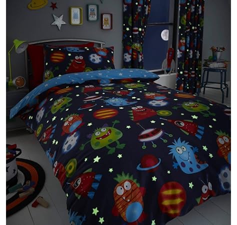 Happy Linen Company Childens Boys Girls Space Monsters Planets