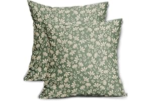 Aytipun Spring Sage Green Pillow Covers 18x18 Set of 2 Vintage Floral Rustic Old Style Cute Flower Print Decorative Outdoor Pillowcases Seasonal Farmhouse Throw Cushion Case Decor for Couch Sofa Bed