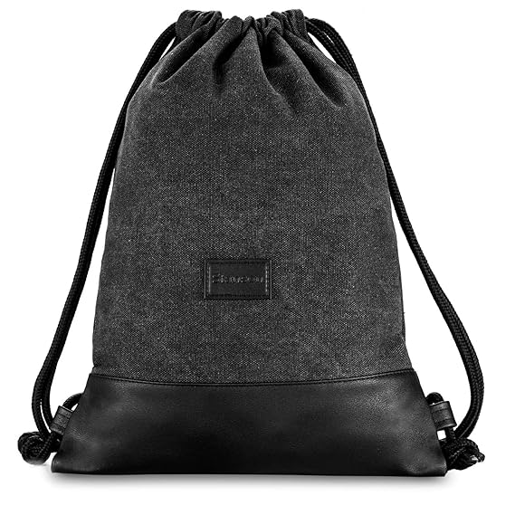 Stansøn ® Turnbeutel aus Canvas mit verschließbarer Innentasche | Daypack-Rucksack, Gym-Bag, Gymsack, Sportbeutel | Für Damen