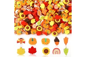 Augshy 300Pcs Fall Clay Beads,Thanksgiving Autumn Polymer Clay Beads for Jewelry Making Fall Colored Bracelet Making Kit Maple Leaves Pumpkin Pine Cone Turkey Bead for Bracelets Necklaces Earrings