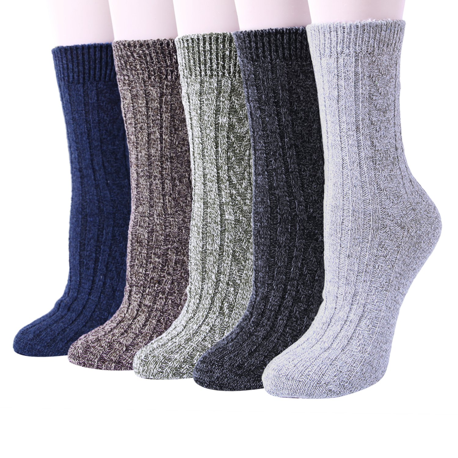 5 Pairs Womens Thermal Wool Socks Warm Knit Ladies Socks for Winter, One Size, A10 โ image 1