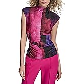 DKNY Women's Sleeveless Mock Neck Jersey Blouse
