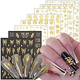 Gold Animal Nail Art Stickers, Butterfly Leopard