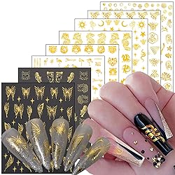 Gold Animal Nail Art Stickers, Butterfly Leopard