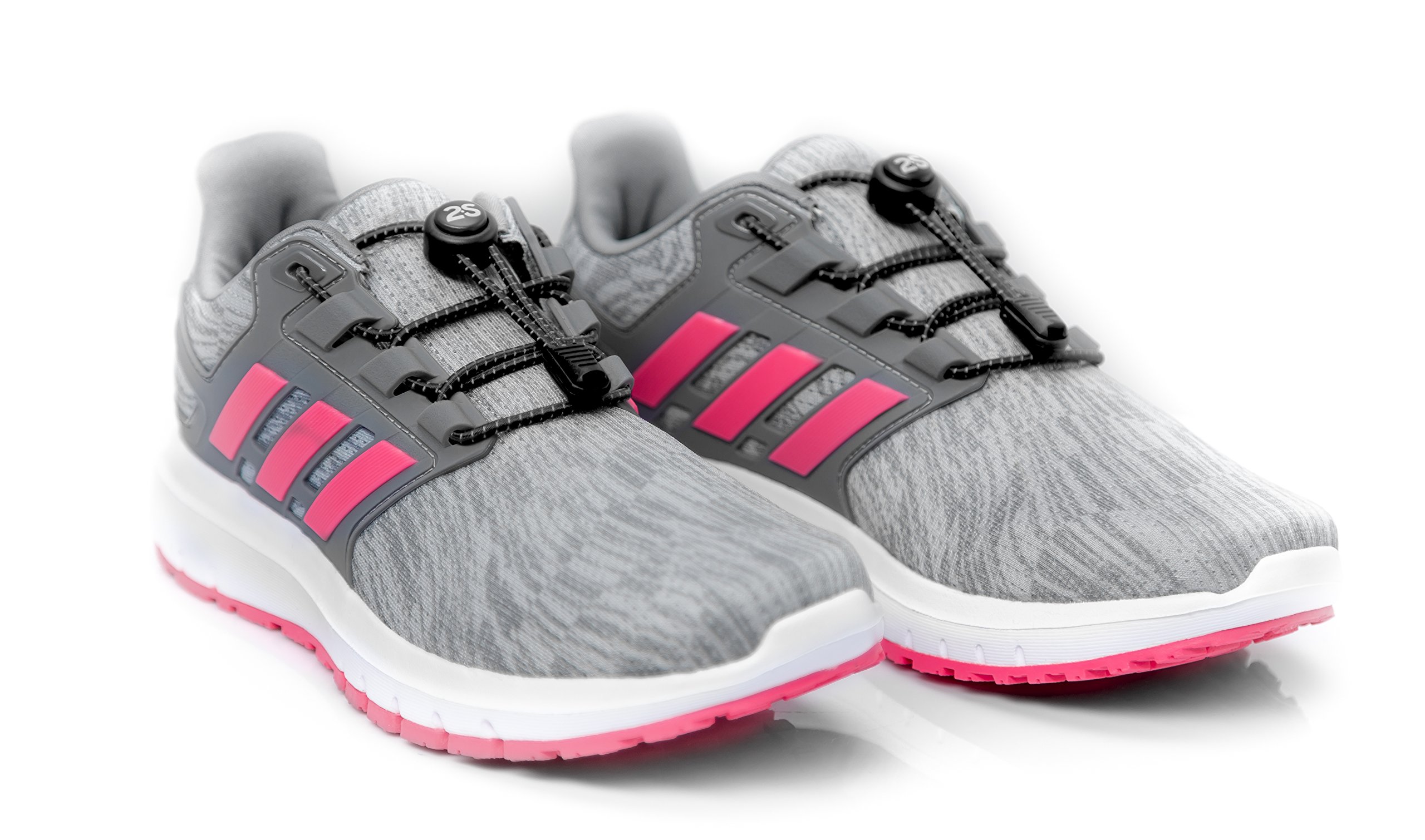 2SPORTIFY No Tie Shoelaces for Kids and Adults - Tieless Elastic Shoe lace for Sneakers with Lock - Round Shoe Laces (2 Pack) (Black-Black)