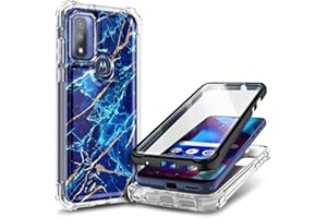 NZND Compatible with Motorola Moto G Go (AT&T XT2163-7 6.5") with [Built-in Screen Protector], Full-Body Protective Shockproof Rugged Bumper Cover Case (Sapphire)