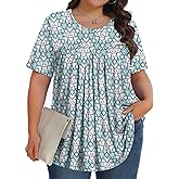 Womens Plus Size Tops Tunic Short Sleeve Crew Neck Shirts Casual Soft Blouse 1X-5X