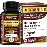 Berberine Supplements 1000 mg Per Serving, Berberine 500 mg Per Capsule | Made in Canada I Supports Healthy Glucose (Blood Su