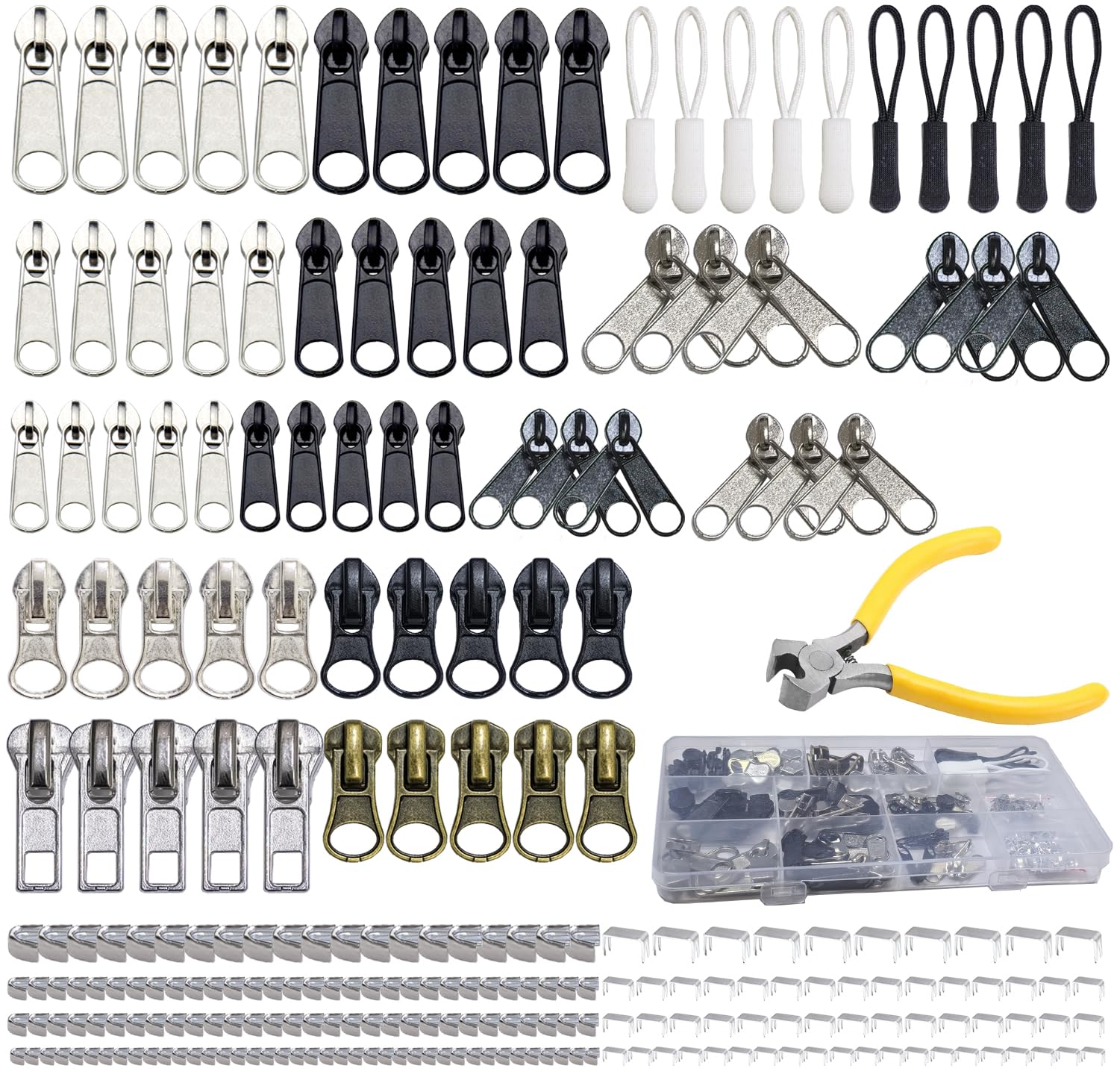 Photo 1 of 254 Pcs Zipper Repair Kit with Case Include Zipper Replacement and Pull, Universal Zippers Replacement kit for Cloting, Jackets, Coat, Boot, Backpack, Purse and Outdoor Gear