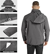 33,000ft Men Waterproof Softshell Jacket with Fleece Lining Grey XL view 2