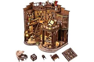 3DVASE Book Nooks for Adults, DIY Miniature Dollhouse Book Nook Kit, Model Kits Craft Kits for Adults, 3D Wooden Puzzle Book Nook Craft Bookshelf Decor, Adult Craft Kits Gift with Led Light