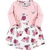Hudson Baby Infant and Toddler Girls Cotton Dress and Cardigan Set