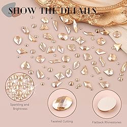 1680Pcs Champagne Gold Glass Nail Rhinestones