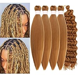 Honey Blonde Boho Braiding Hair Pre stretched Curly
