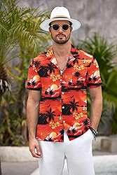 COOFANDY Mens Hawaiian Shirt Short Sleeve Floral