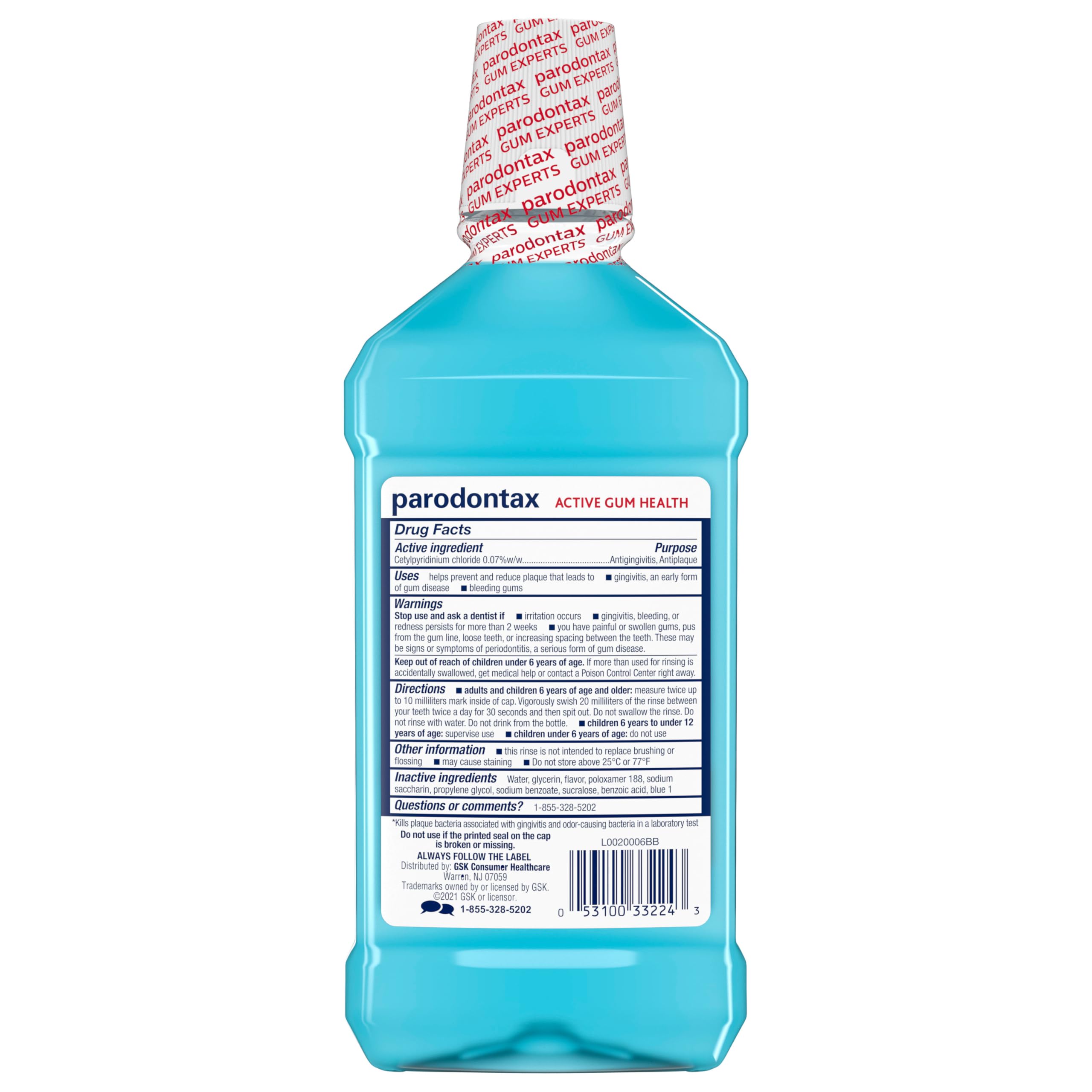 Parodontax Active Gum Health Mouthwash, Antiplaque and Antigingivitis Mouthwash, Mint, 3x16.9 Fl Oz
