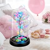 Childom Rotating Rainbow Rose in Glass Dome Light Up Gift view 7