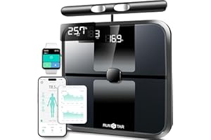 RunStar Scale for Body Weight and Fat, Full-Body Bathroom Scale with 8 Electrodes for BMI, Muscle Mass, High-Accuracy Body Composition Monitor with 28 Metrics & App Connectivity, 3-Metric Display
