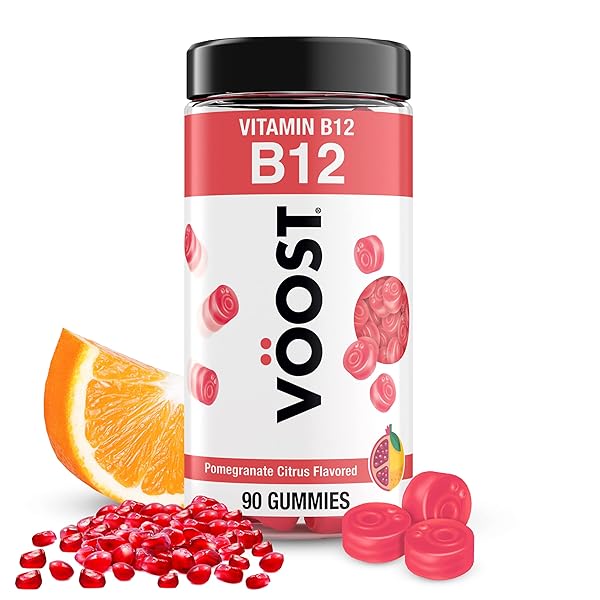 VOOST, VITAMIN B12 GUMMIES, SUPPLEMENT WITH 500MCG VITAMIN B12 FOR ENERGY SUPPORT AT THE CELLULAR LEVEL*, ADULT CHEWABLE VITAMIN, POMEGRANATE CITRUS FLAVORED, 30 DAY SUPPLY – 90 COUNT