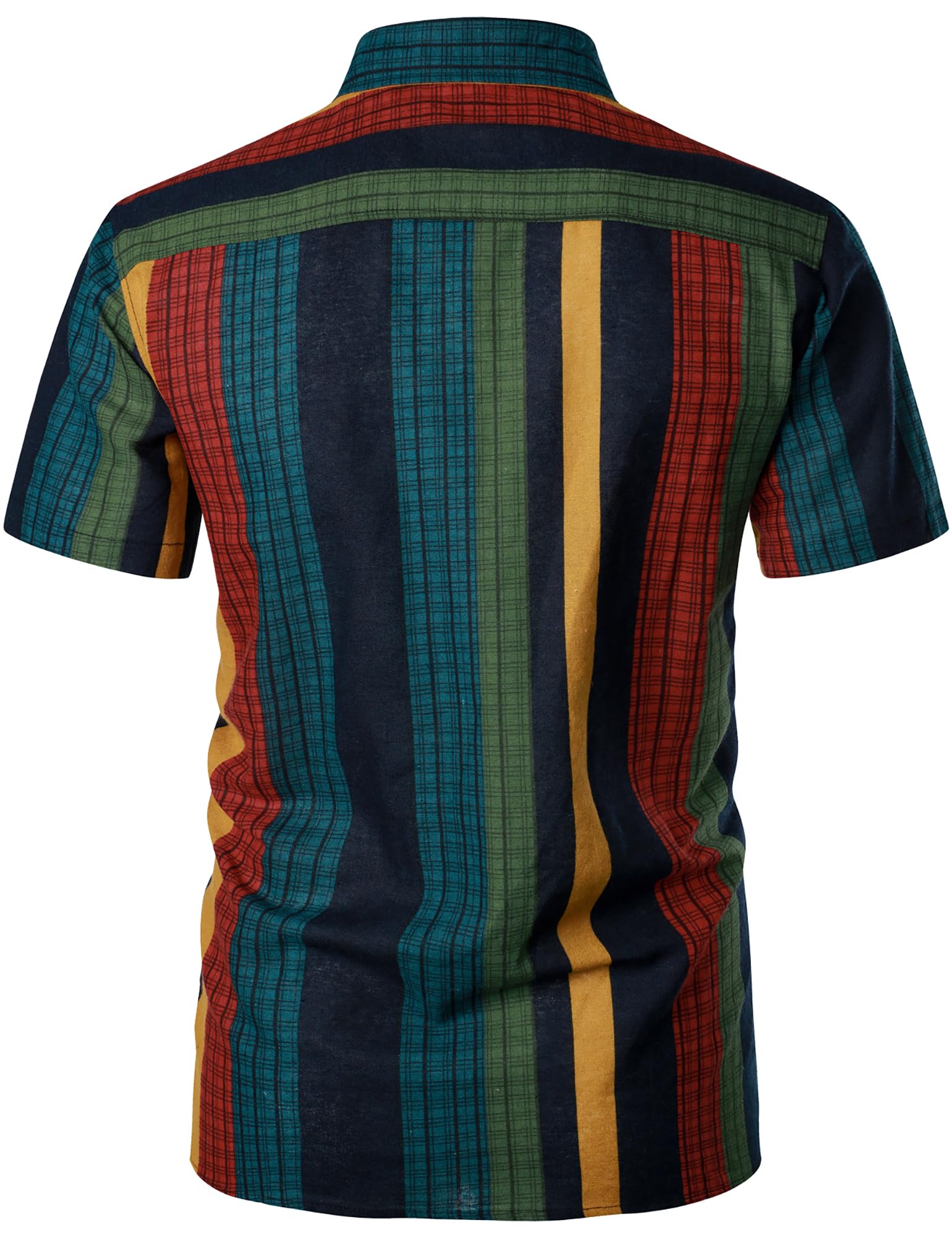 Men's Cotton Linen Vintage Pattern Printed Old Style Shirt Casual Short Sleeve Button Down Retro Shirts